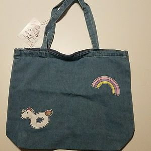 Denim zipped beach tote